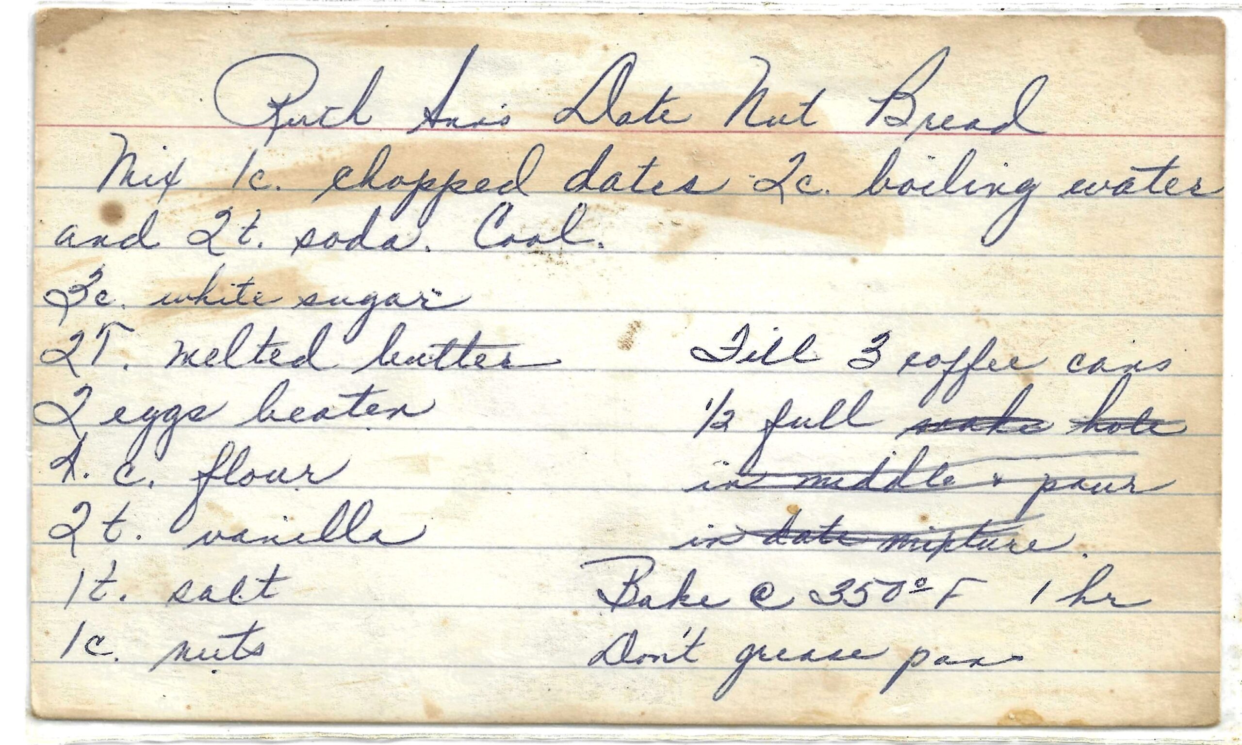 Ruth Ann’s Date Nut Bread